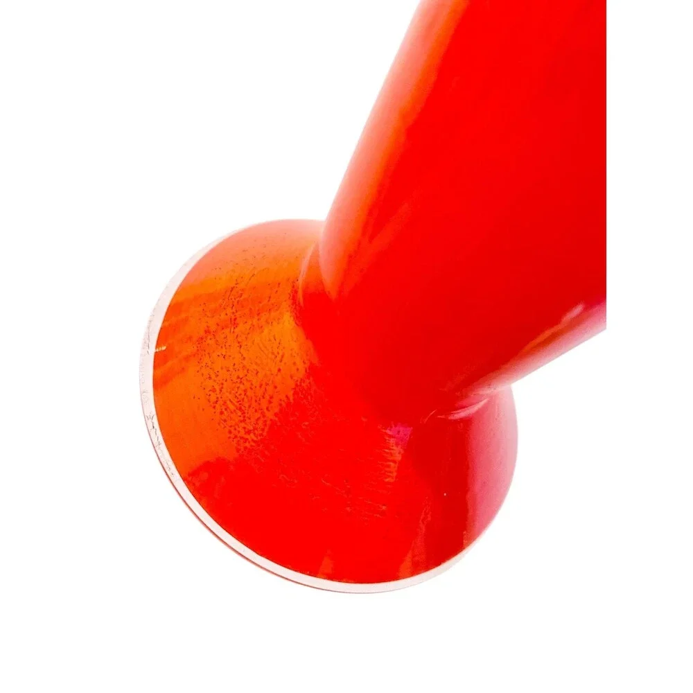 Bold Vintage Orange Art Glass Vase Mid Century Modern MCM Retro Mod Space Age